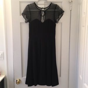 Black dress short-sleeve dress with lace top and key-hole back